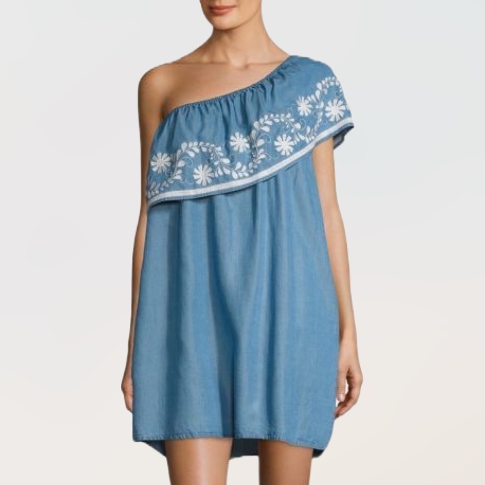 Rebecca Minkoff Women’s Sz XS Rita Embroidered One Shoulder Casual Dress